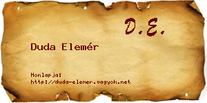 Duda Elemér névjegykártya